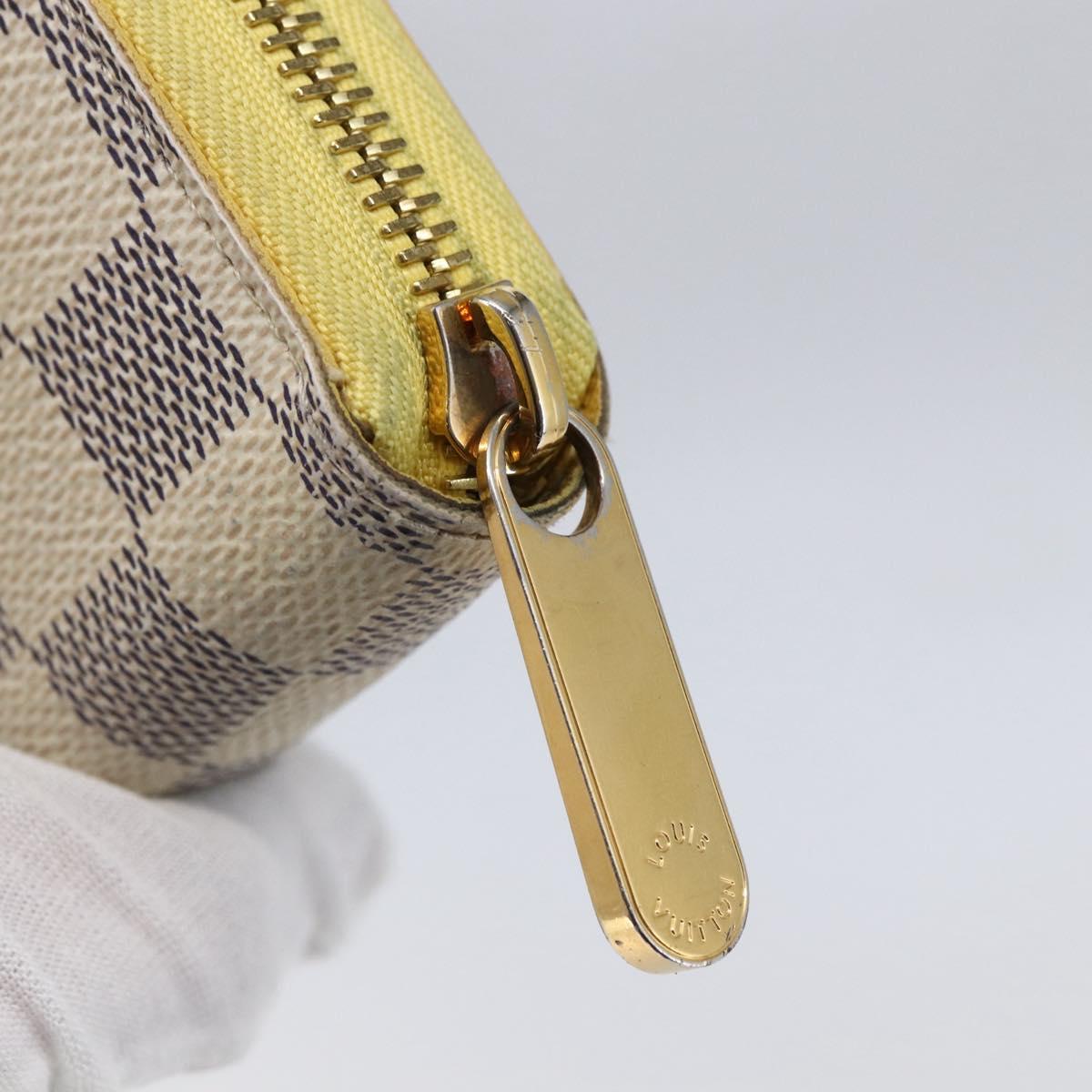 LOUIS VUITTON Damier Azur Zippy Wallet Long Wallet Yellow N60223 LV Auth 147375