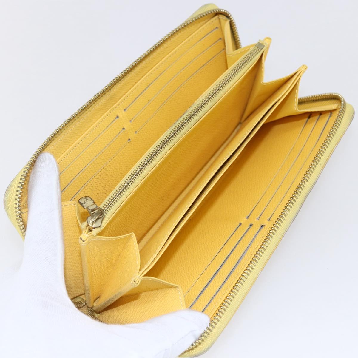 LOUIS VUITTON Damier Azur Zippy Wallet Long Wallet Yellow N60223 LV Auth 147375