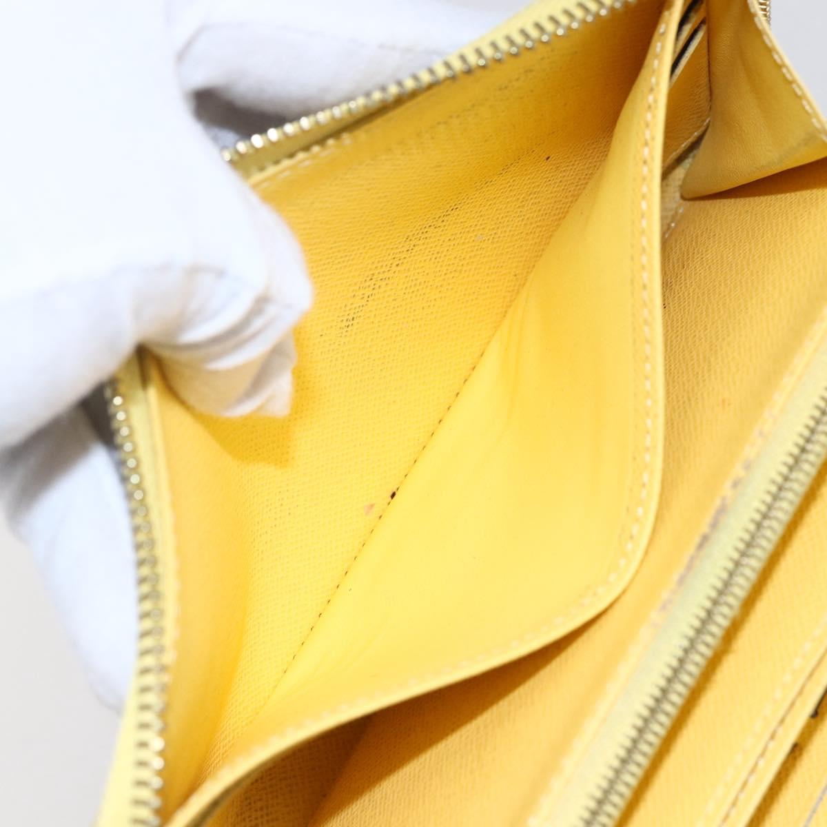 LOUIS VUITTON Damier Azur Zippy Wallet Long Wallet Yellow N60223 LV Auth 147375