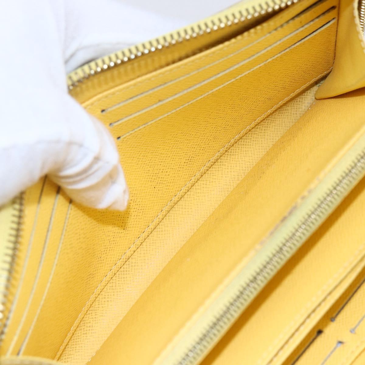 LOUIS VUITTON Damier Azur Zippy Wallet Long Wallet Yellow N60223 LV Auth 147375