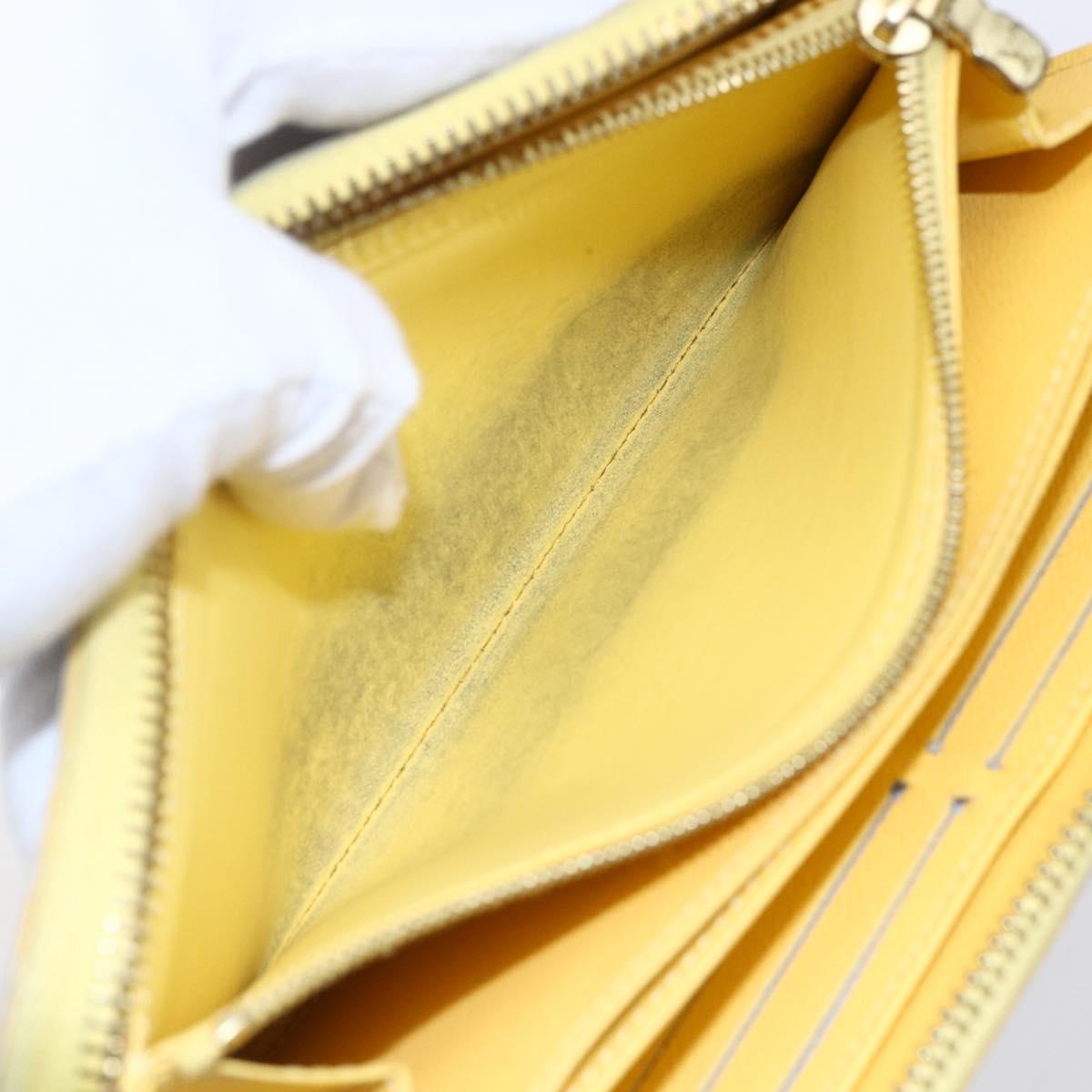 LOUIS VUITTON Damier Azur Zippy Wallet Long Wallet Yellow N60223 LV Auth 147375