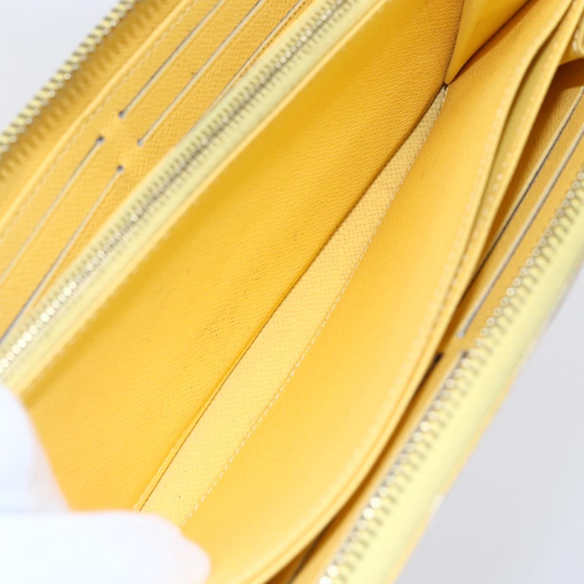 LOUIS VUITTON Damier Azur Zippy Wallet Long Wallet Yellow N60223 LV Auth 147375