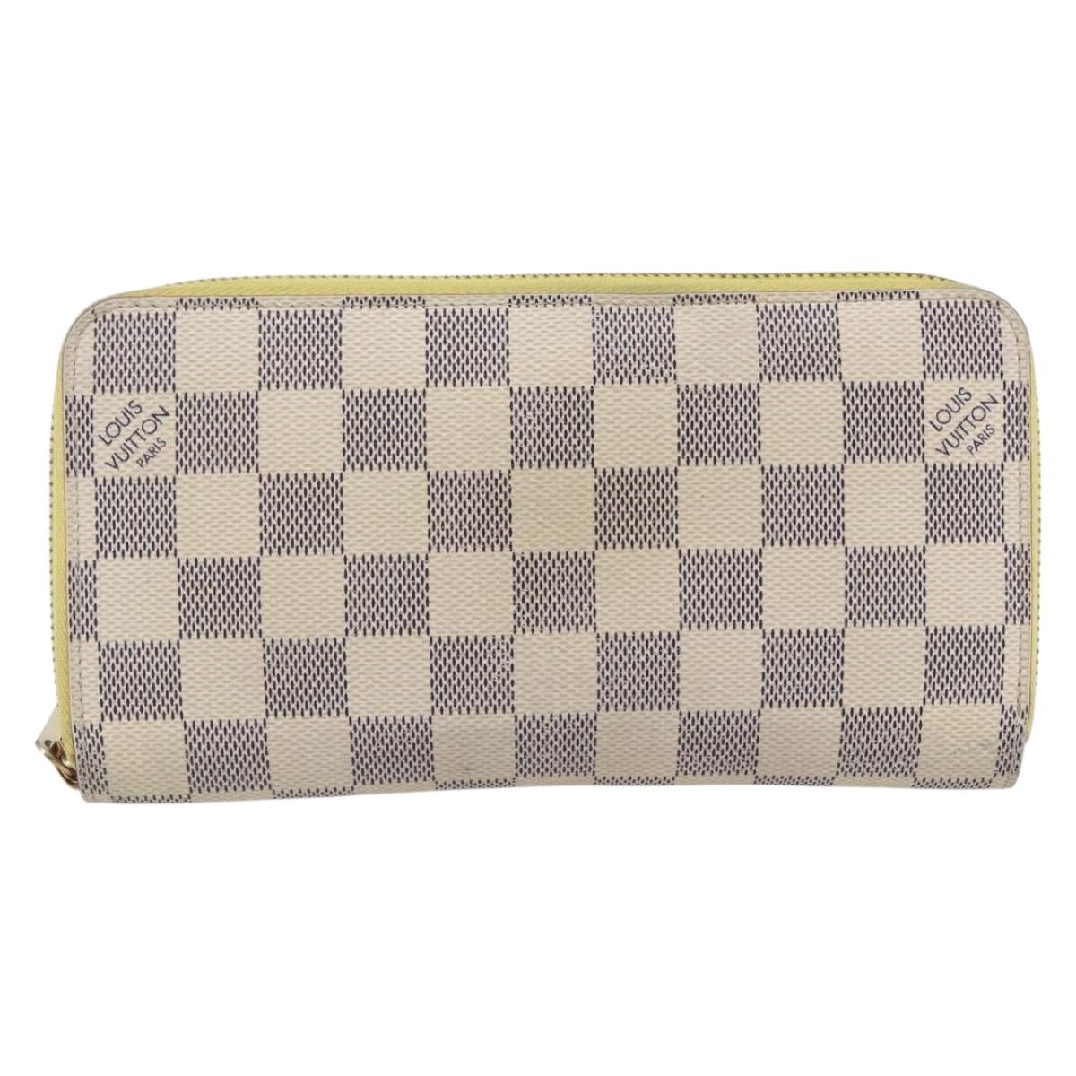 LOUIS VUITTON Damier Azur Zippy Wallet Long Wallet Yellow N60223 LV Auth 147375
