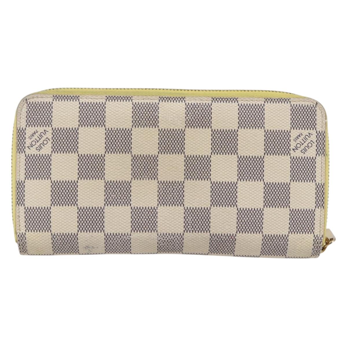 LOUIS VUITTON Damier Azur Zippy Wallet Long Wallet Yellow N60223 LV Auth 147375