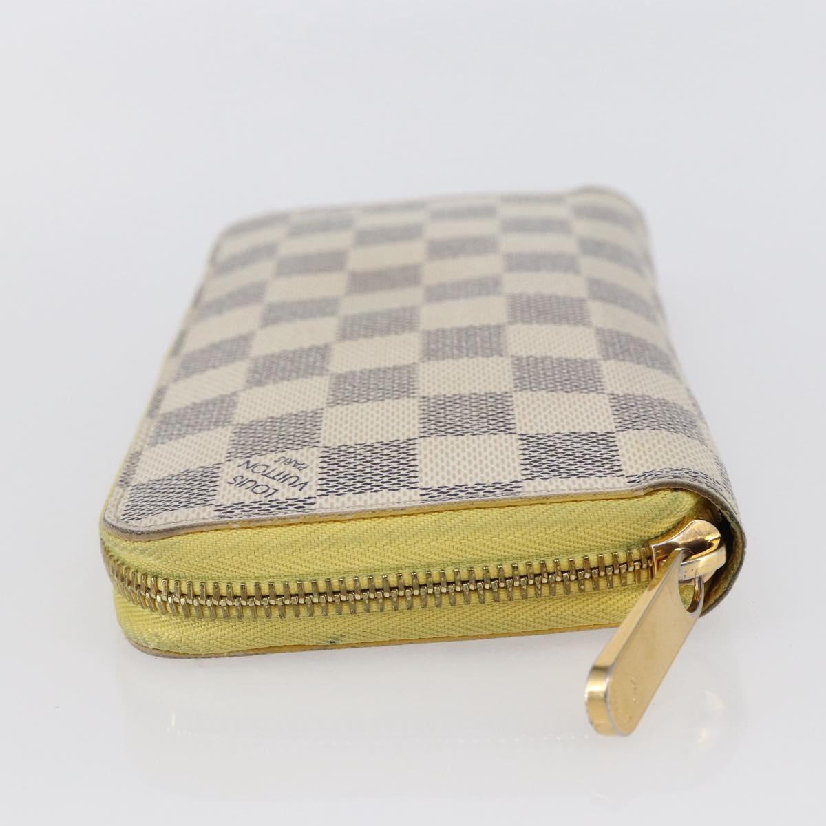 LOUIS VUITTON Damier Azur Zippy Wallet Long Wallet Yellow N60223 LV Auth 147375