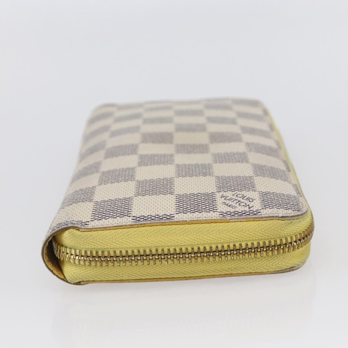 LOUIS VUITTON Damier Azur Zippy Wallet Long Wallet Yellow N60223 LV Auth 147375