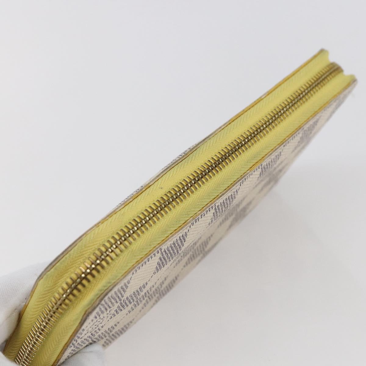 LOUIS VUITTON Damier Azur Zippy Wallet Long Wallet Yellow N60223 LV Auth 147375
