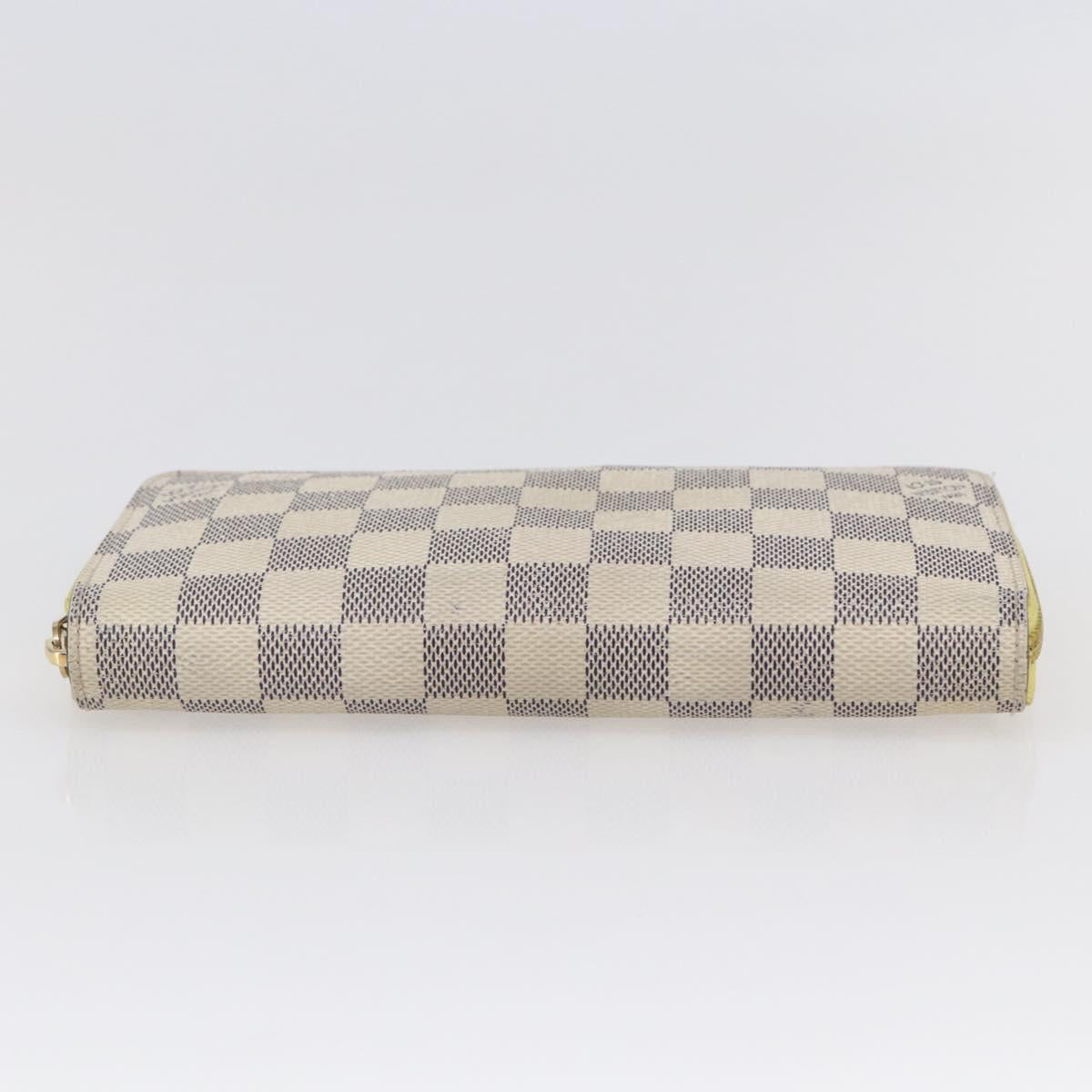 LOUIS VUITTON Damier Azur Zippy Wallet Long Wallet Yellow N60223 LV Auth 147375
