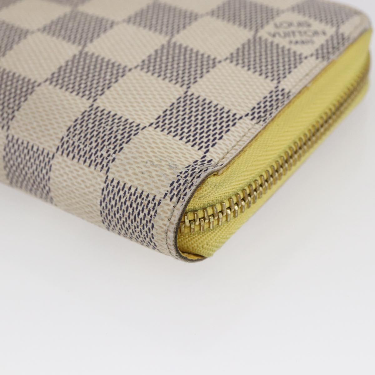 LOUIS VUITTON Damier Azur Zippy Wallet Long Wallet Yellow N60223 LV Auth 147375