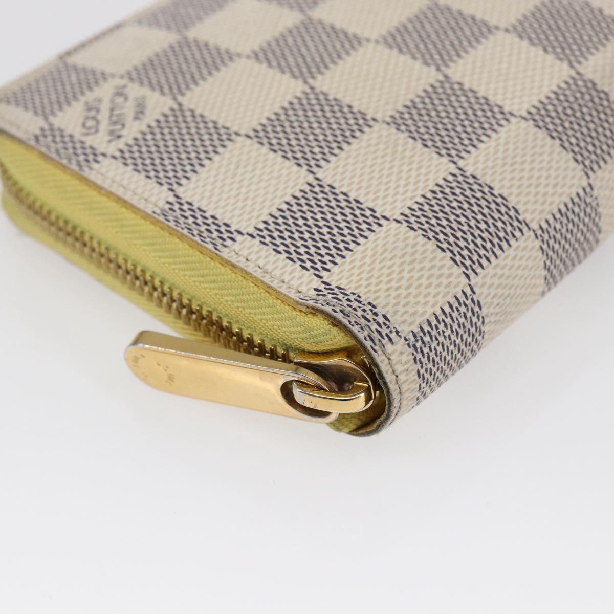 LOUIS VUITTON Damier Azur Zippy Wallet Long Wallet Yellow N60223 LV Auth 147375