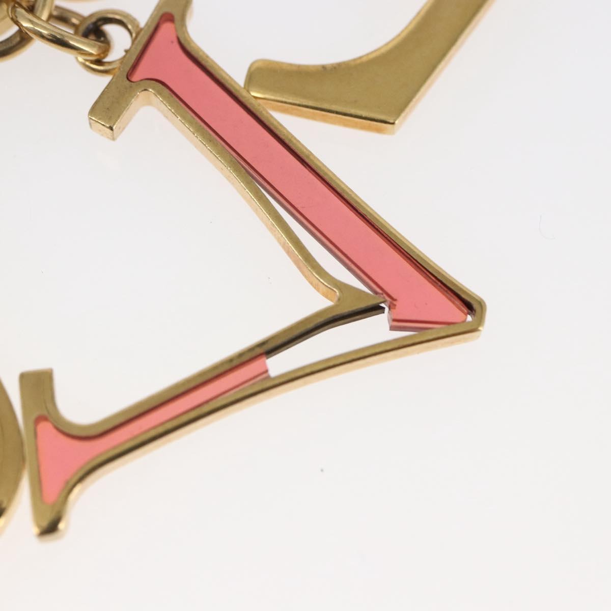 LOUIS VUITTON Porte Cles Initial Key Holder metal Gold Red M61020 LV Auth 147376