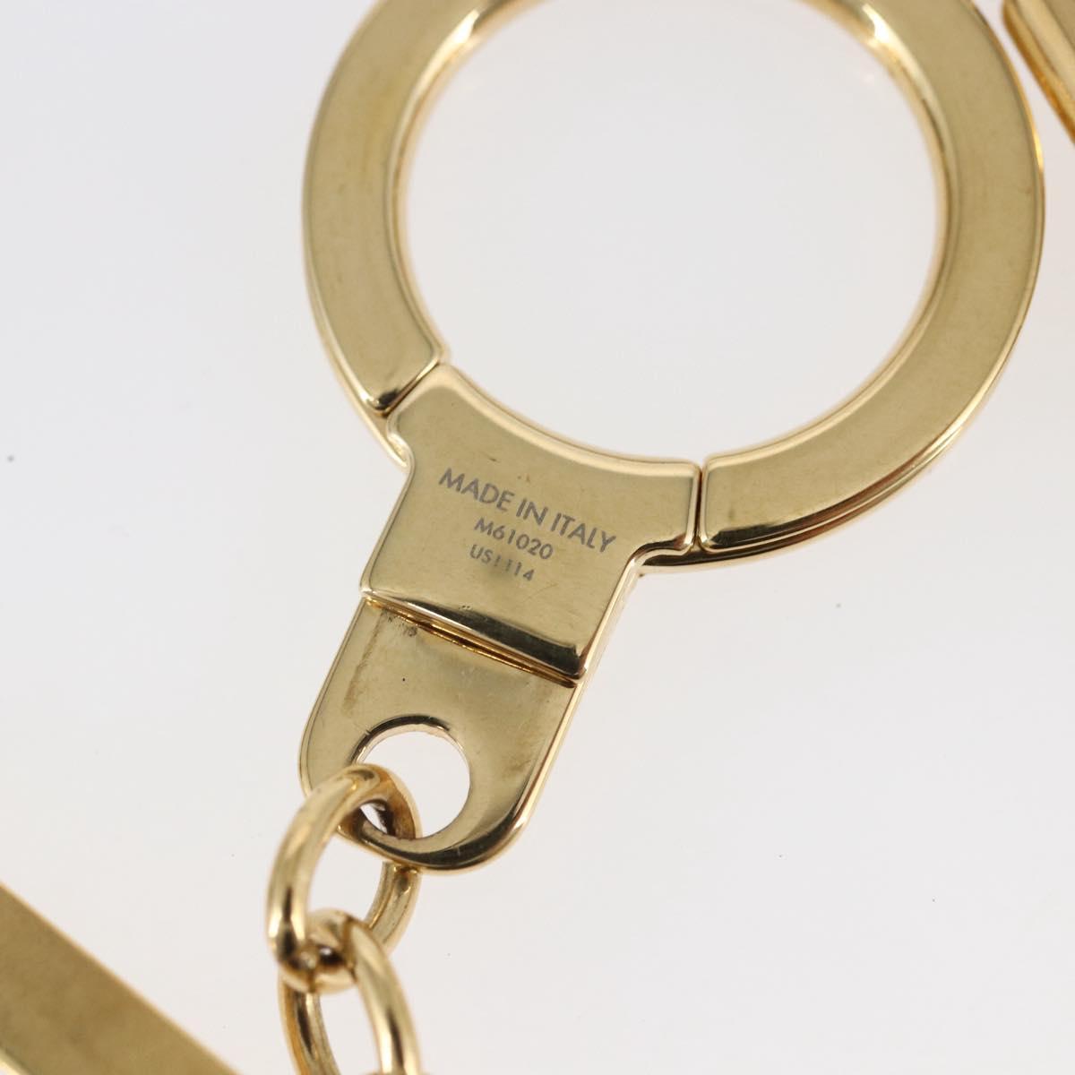 LOUIS VUITTON Porte Cles Initial Key Holder metal Gold Red M61020 LV Auth 147376