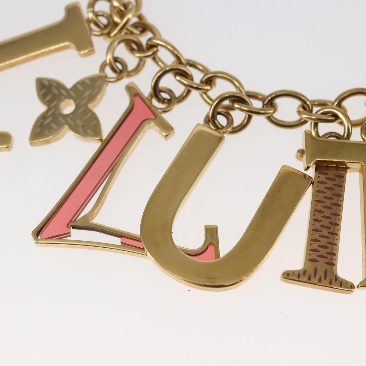 LOUIS VUITTON Porte Cles Initial Key Holder metal Gold Red M61020 LV Auth 147376