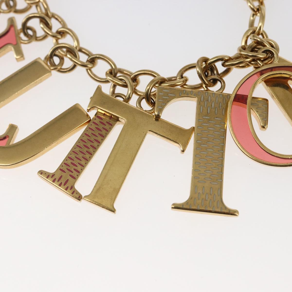 LOUIS VUITTON Porte Cles Initial Key Holder metal Gold Red M61020 LV Auth 147376