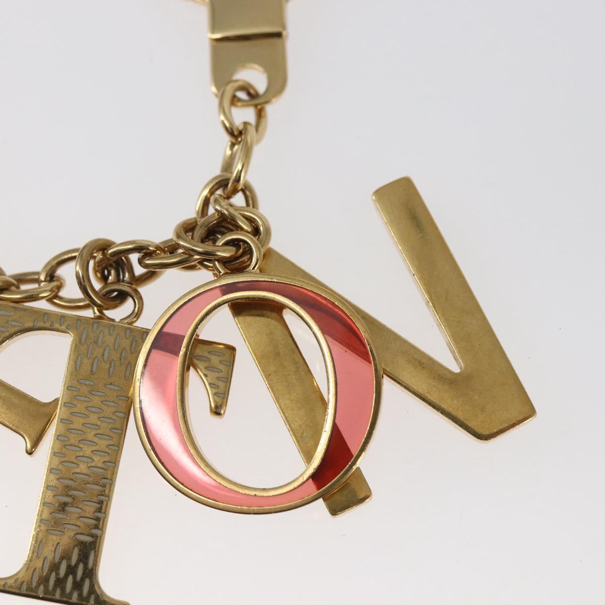 LOUIS VUITTON Porte Cles Initial Key Holder metal Gold Red M61020 LV Auth 147376