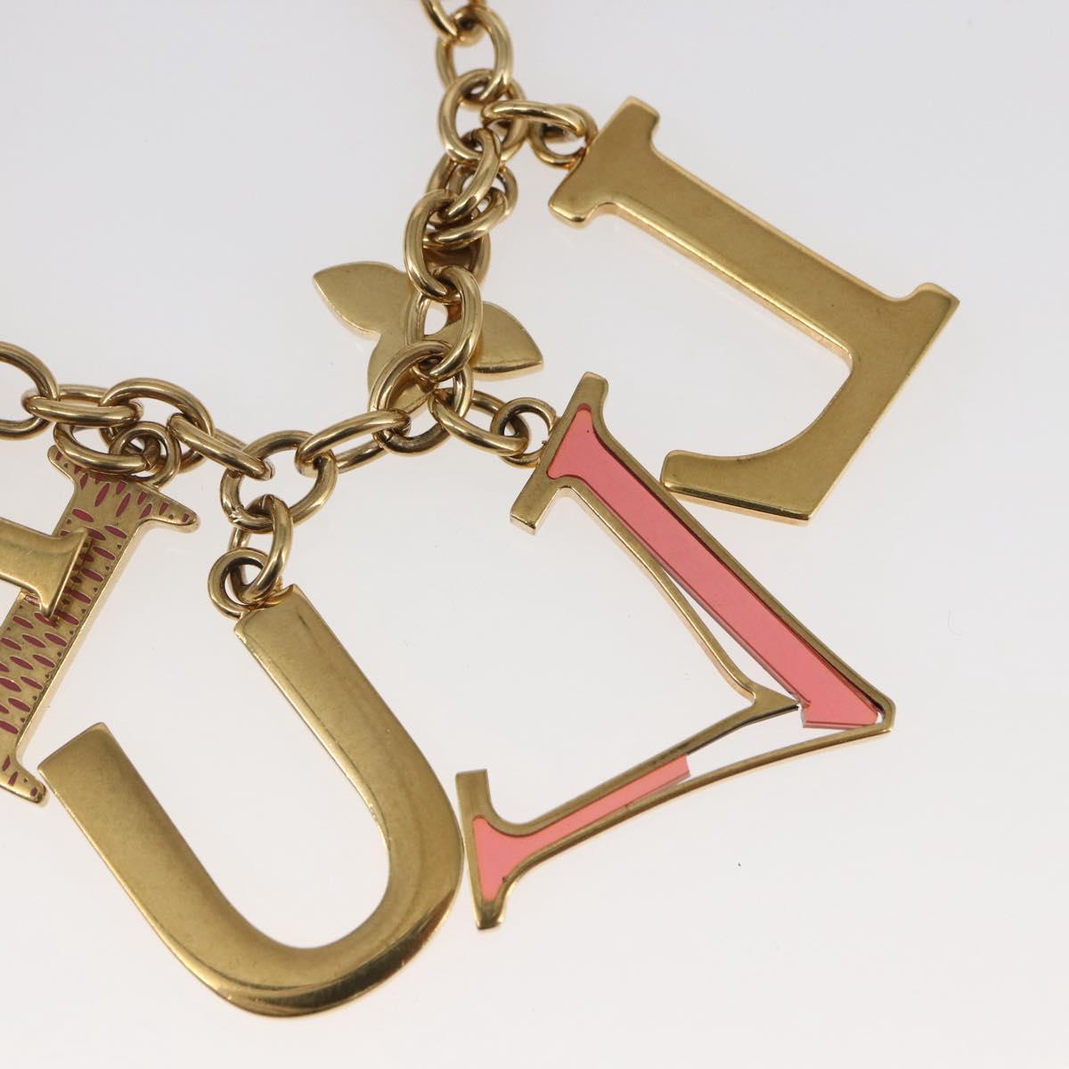 LOUIS VUITTON Porte Cles Initial Key Holder metal Gold Red M61020 LV Auth 147376
