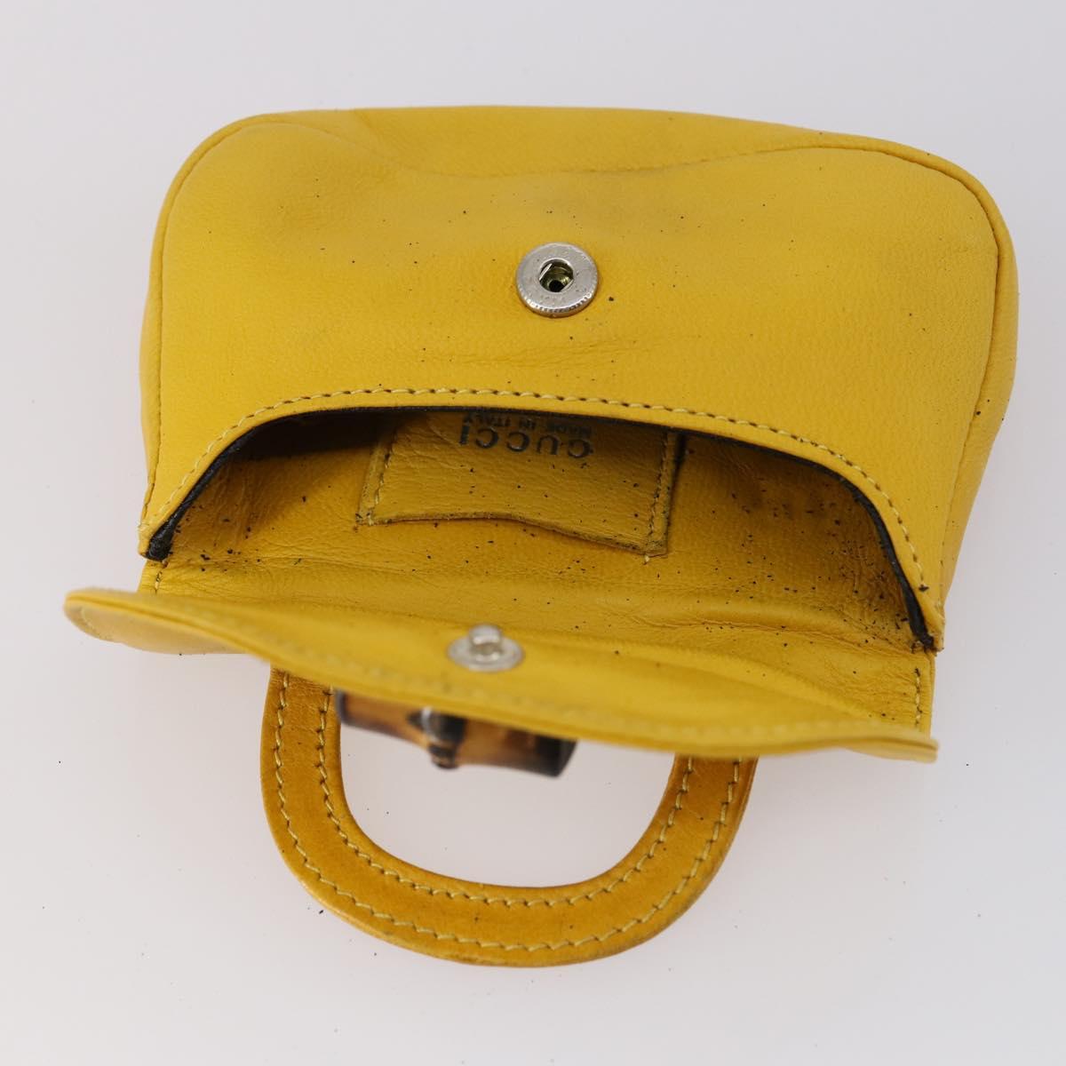 GUCCI Bamboo Sewing Set Leather Yellow Auth 147379