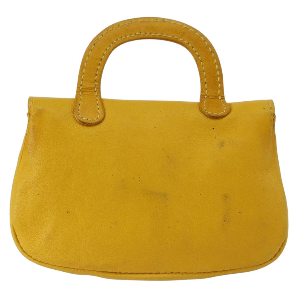 GUCCI Bamboo Sewing Set Leather Yellow Auth 147379