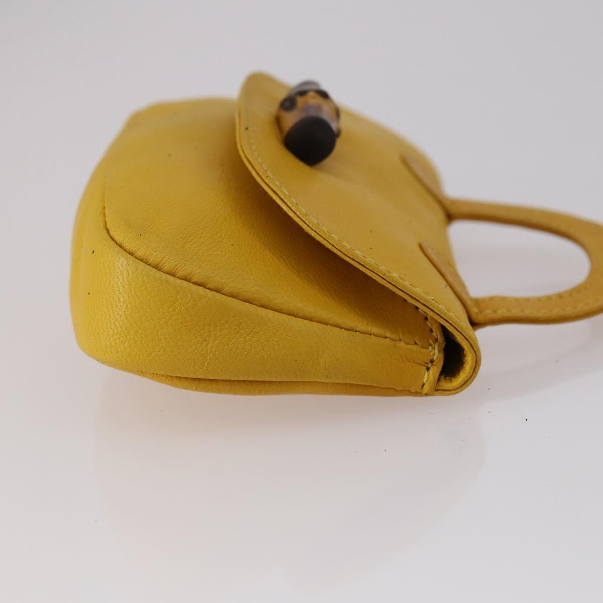 GUCCI Bamboo Sewing Set Leather Yellow Auth 147379