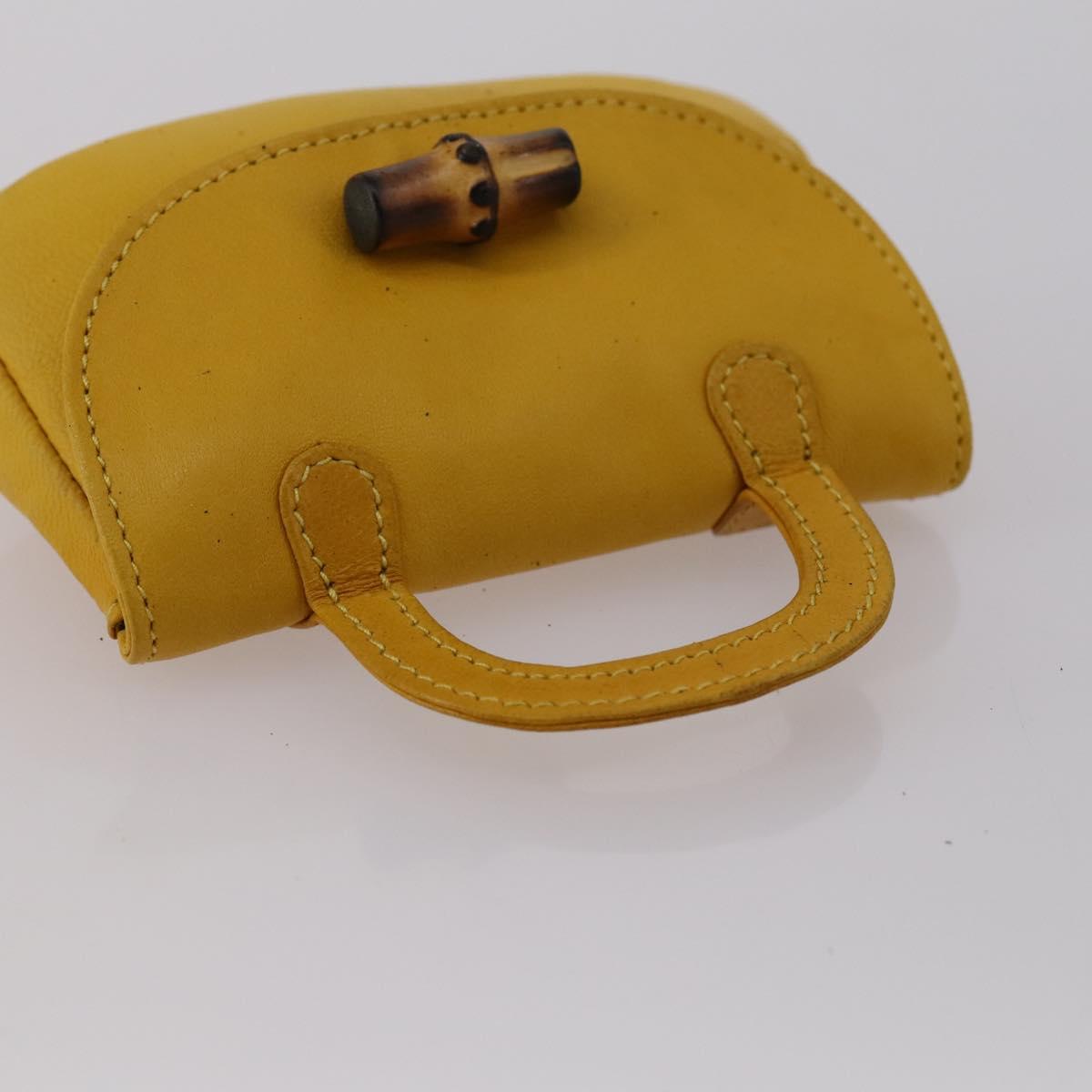 GUCCI Bamboo Sewing Set Leather Yellow Auth 147379