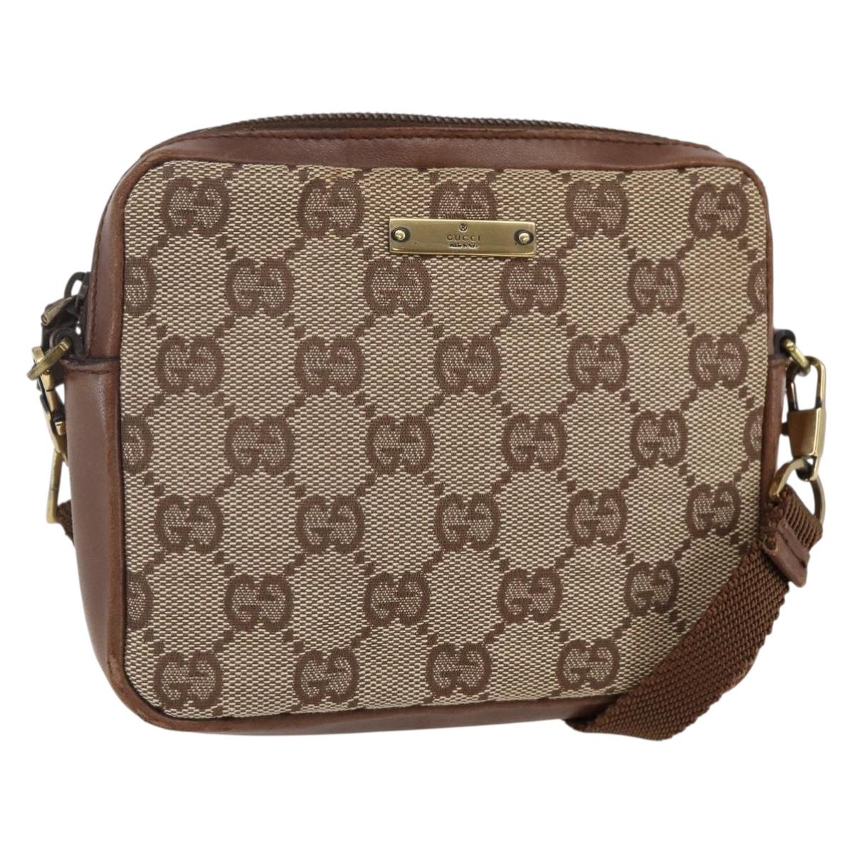 GUCCI GG Canvas Shoulder Bag Beige Brown Auth 147380