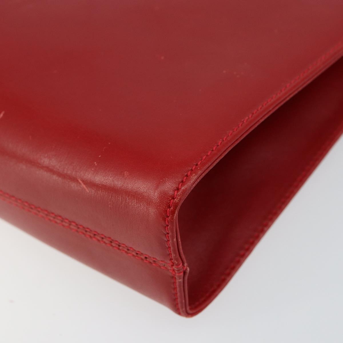 Salvatore Ferragamo Gancini Chain Shoulder Bag Leather Red Auth 147382