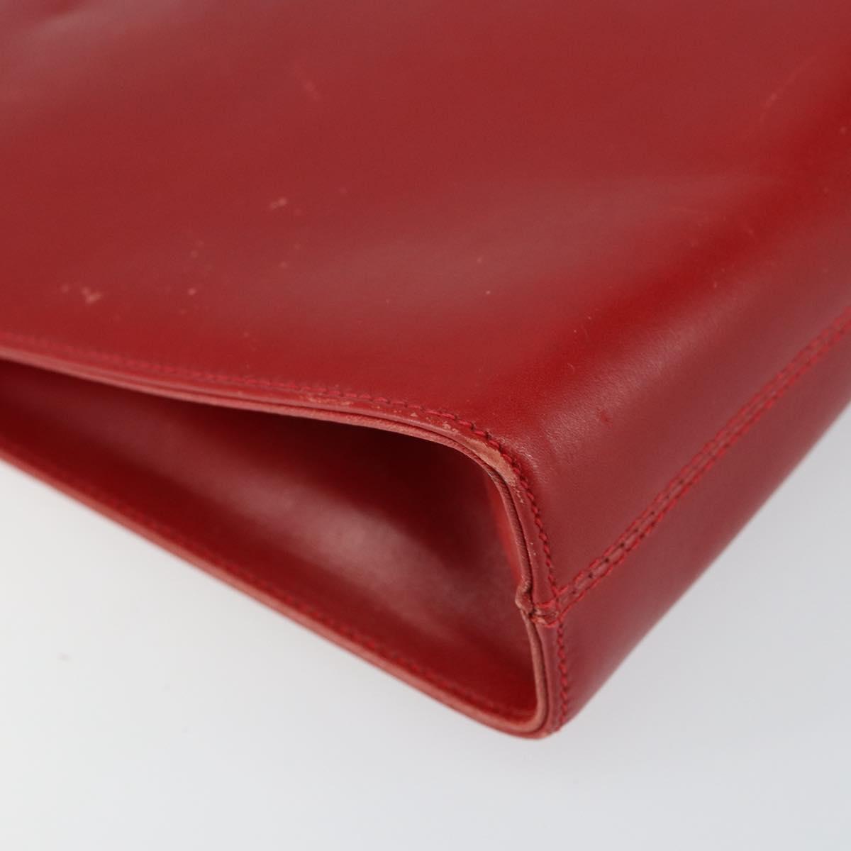 Salvatore Ferragamo Gancini Chain Shoulder Bag Leather Red Auth 147382