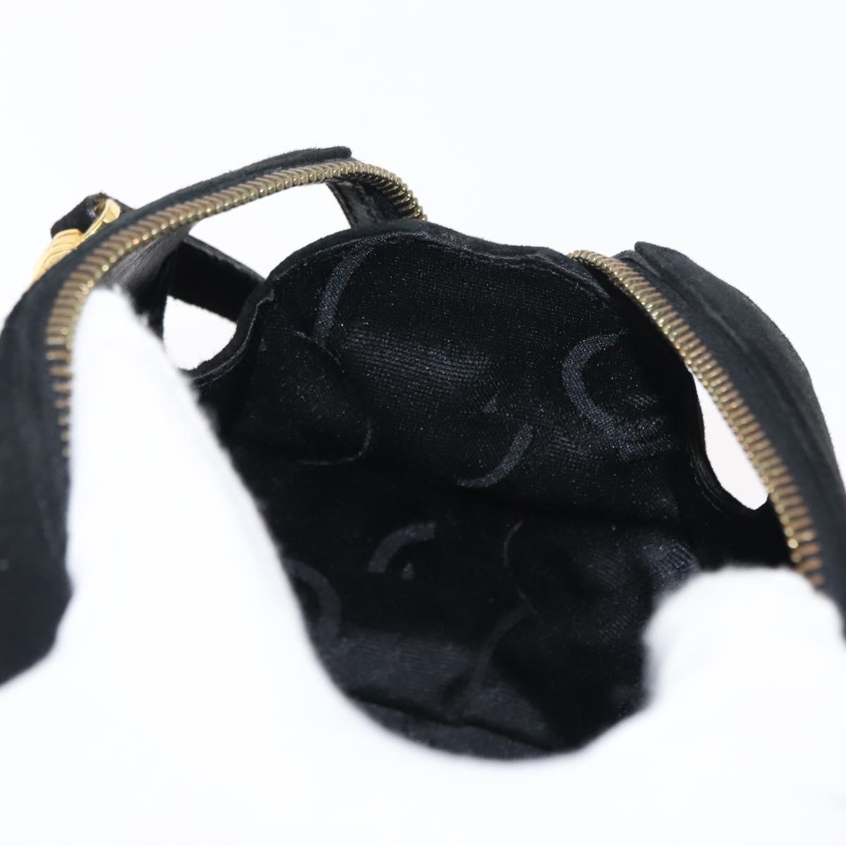 Salvatore Ferragamo Gancini Hand Bag Suede Leather 2way Black Gold Auth 147383