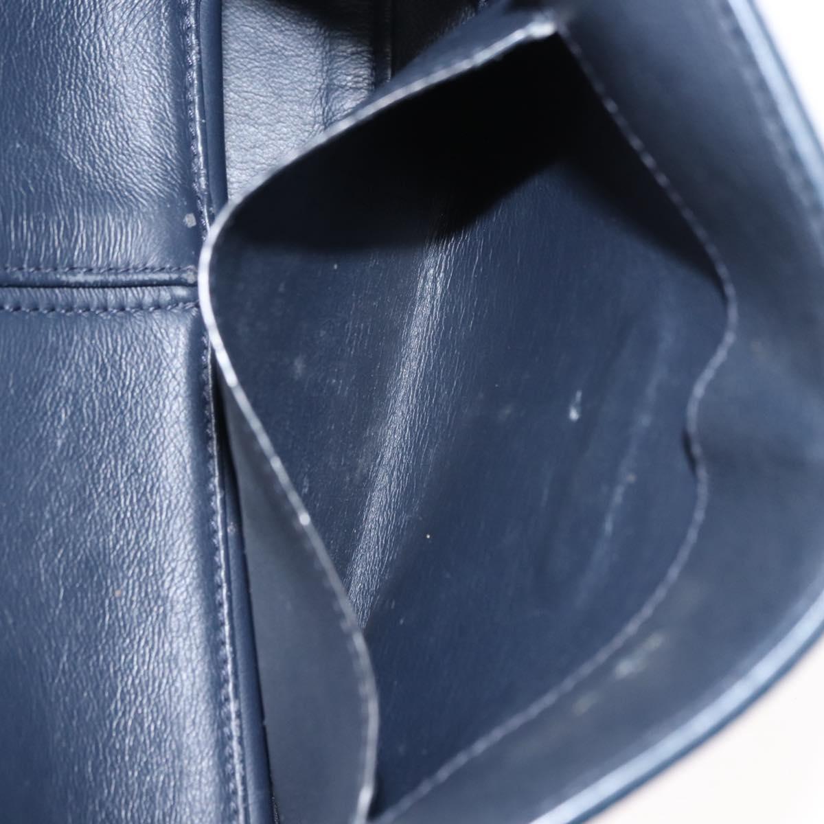 Salvatore Ferragamo Gancini Hand Bag Leather 2way Blue Gold Auth 147384