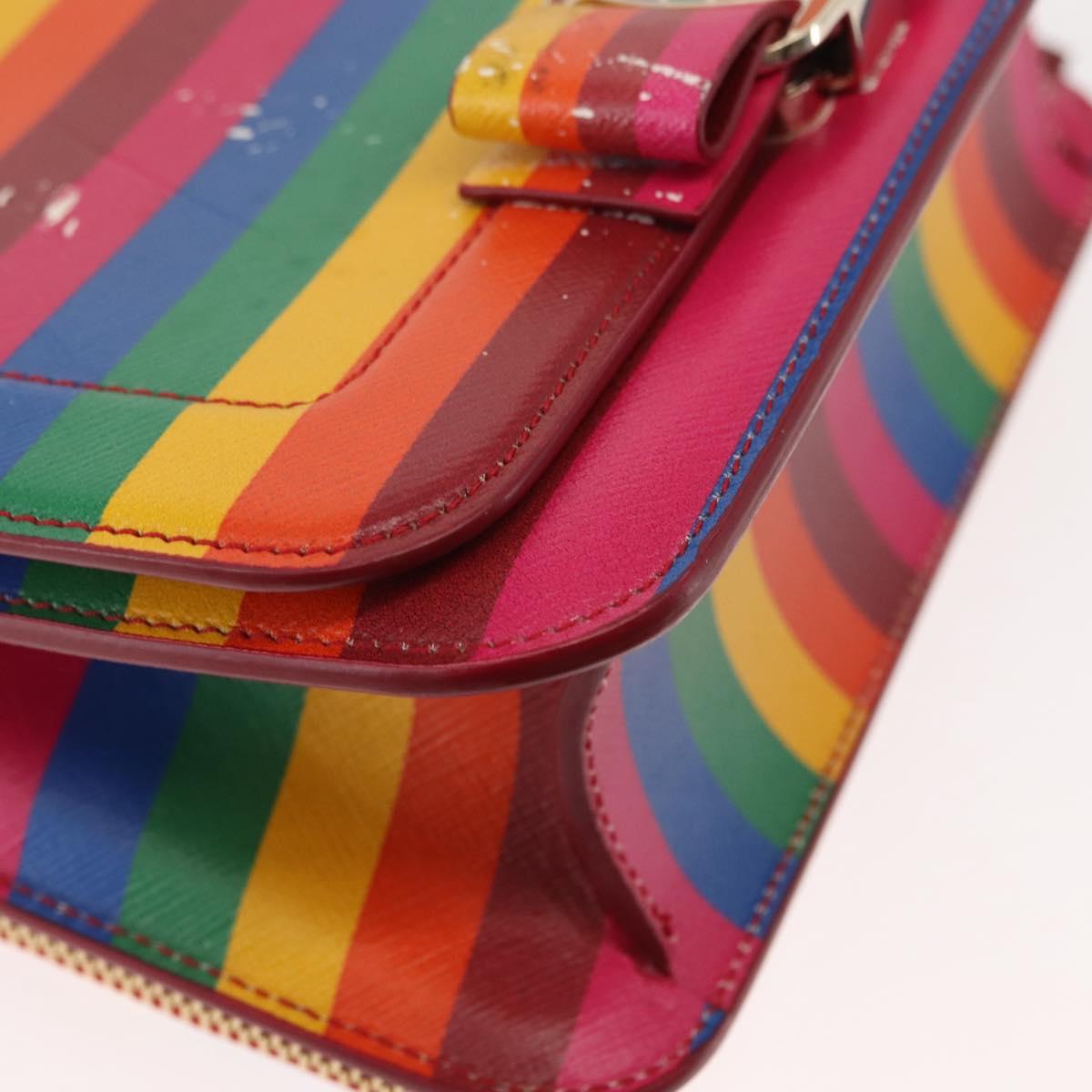 Salvatore Ferragamo Vala Shoulder Bag Leather Multicolor Gold Auth 147386