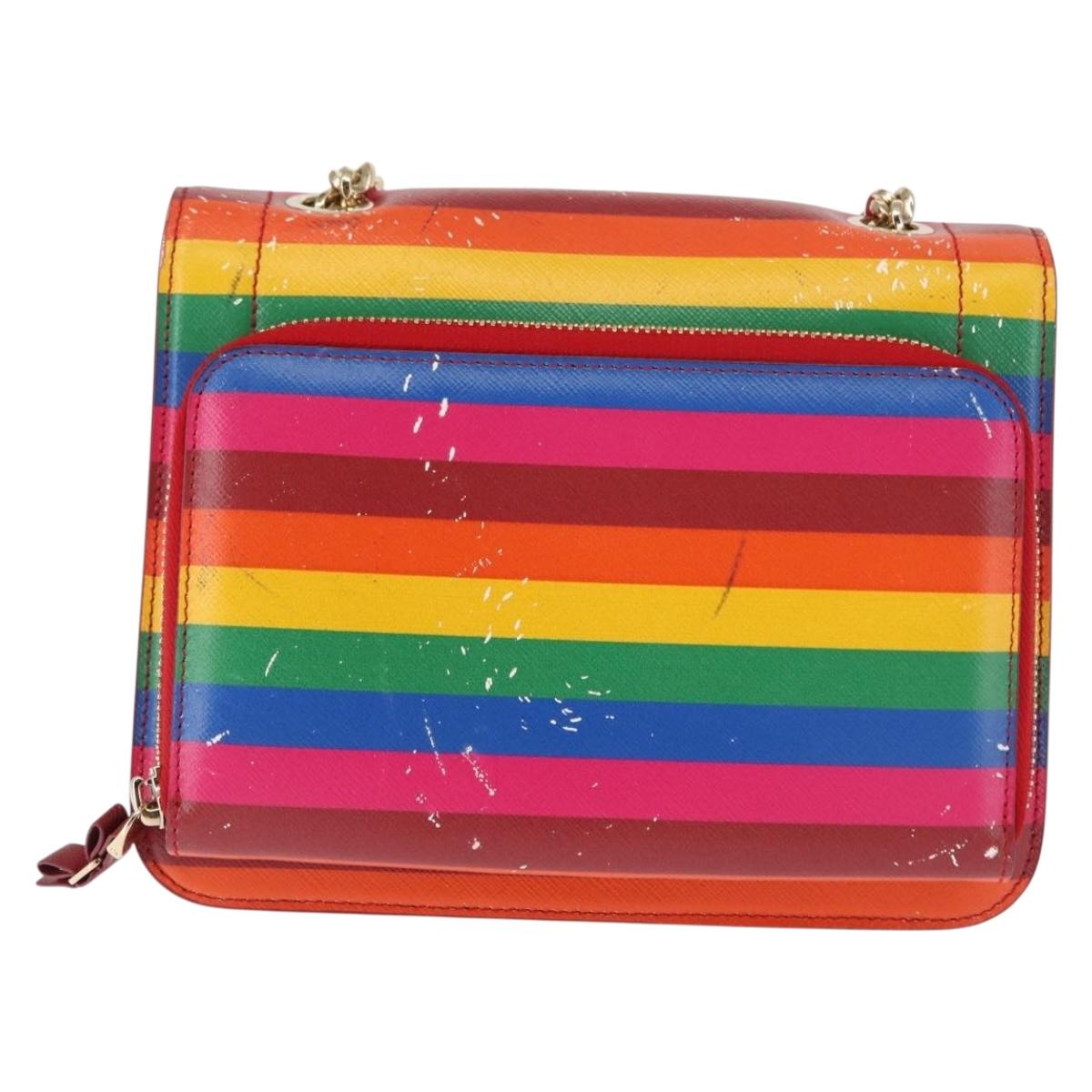 Salvatore Ferragamo Vala Shoulder Bag Leather Multicolor Gold Auth 147386