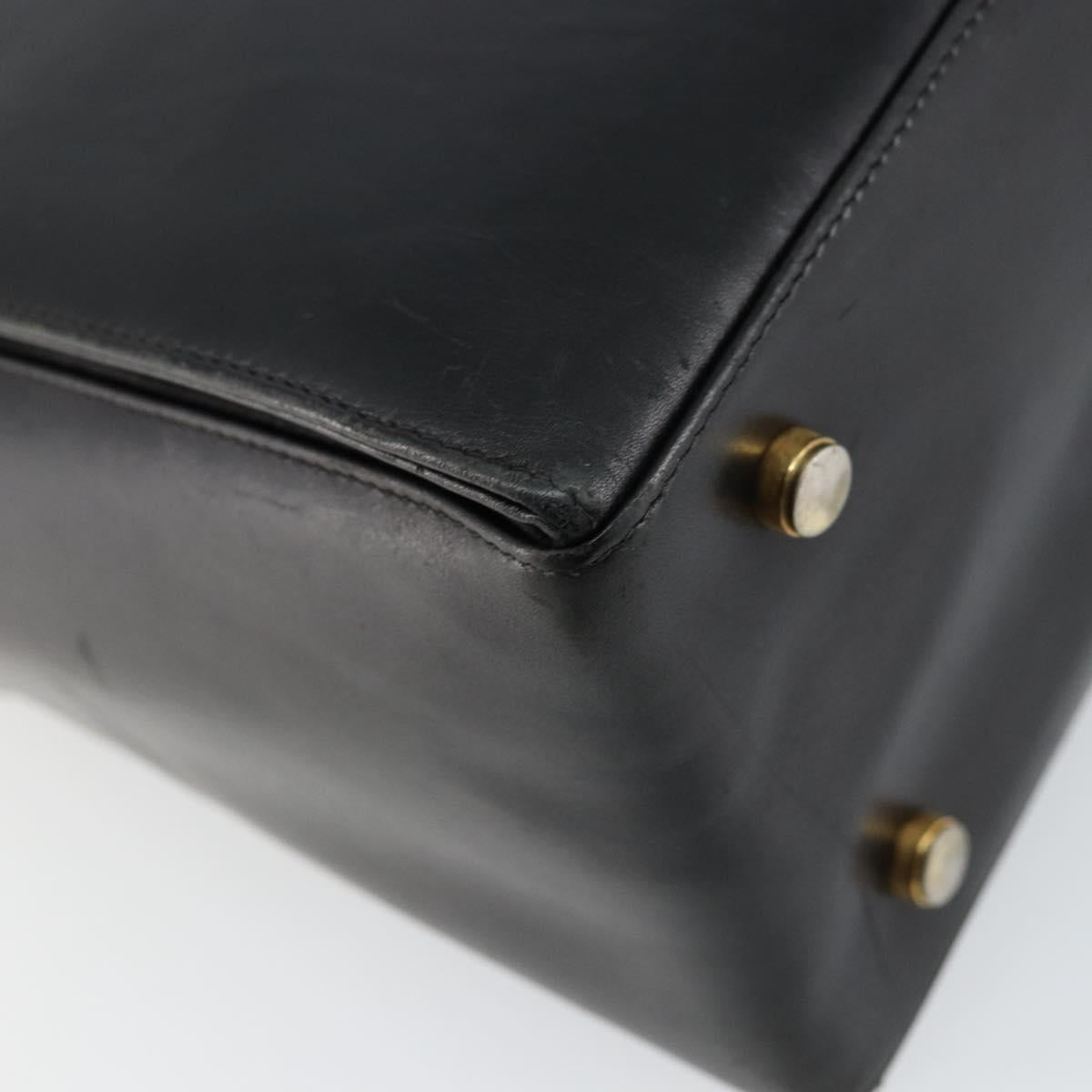 Salvatore Ferragamo Gancini Hand Bag Leather 2way Black Gold Auth 147387