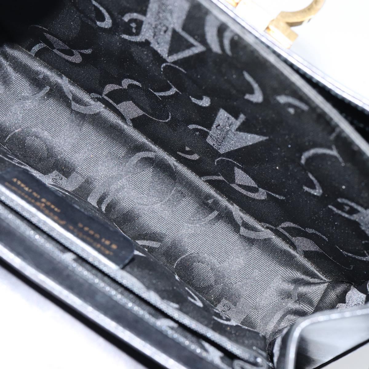 Salvatore Ferragamo Gancini Hand Bag Leather 2way Black Gold Auth 147387