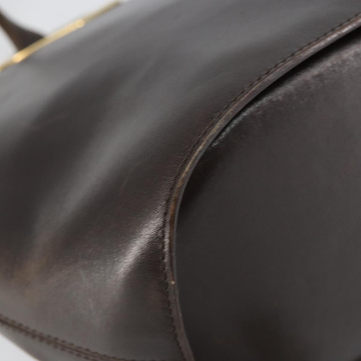 CELINE Circle Shoulder Bag Leather Brown Gold Auth 147388