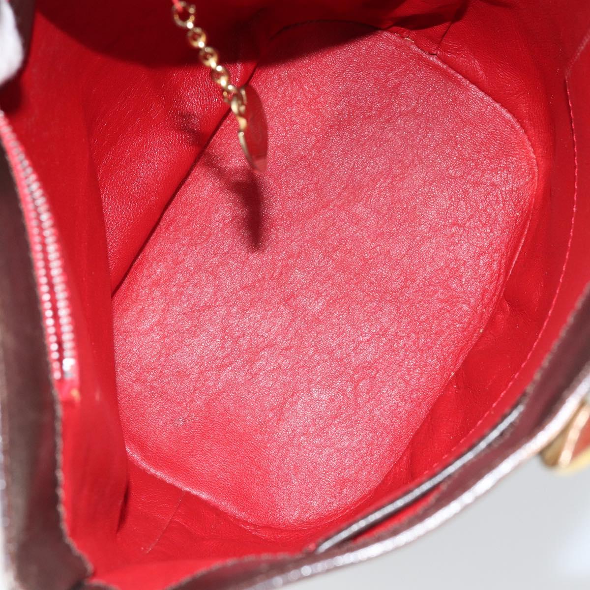 CELINE Circle Shoulder Bag Leather Brown Gold Auth 147388