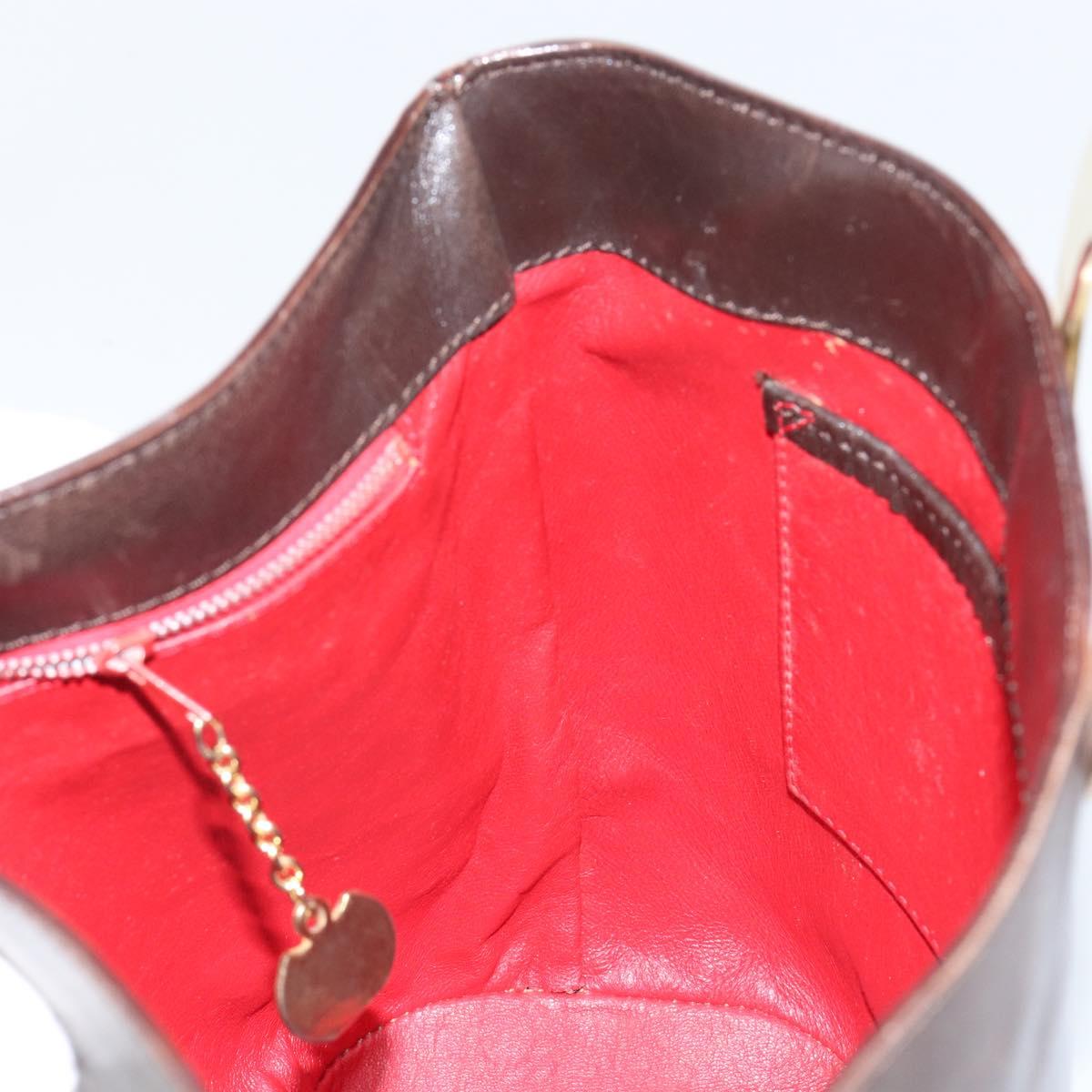 CELINE Circle Shoulder Bag Leather Brown Gold Auth 147388