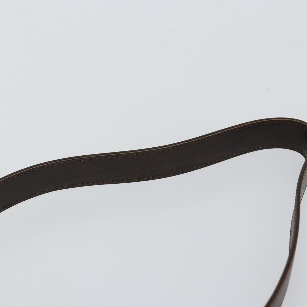 CELINE Circle Shoulder Bag Leather Brown Gold Auth 147388