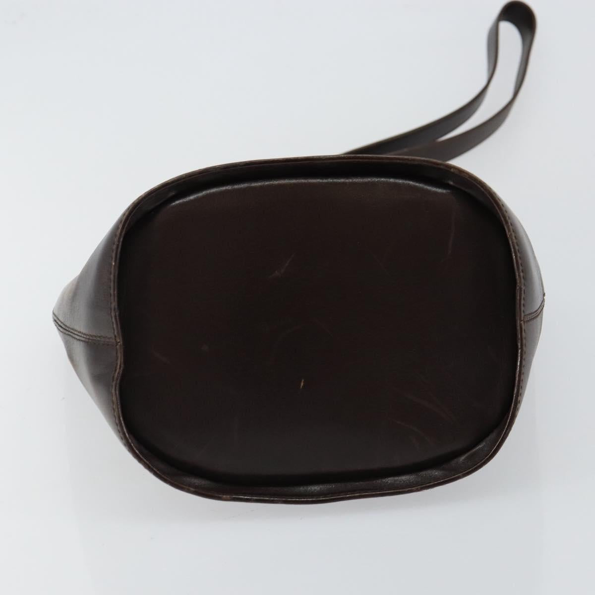 CELINE Circle Shoulder Bag Leather Brown Gold Auth 147388