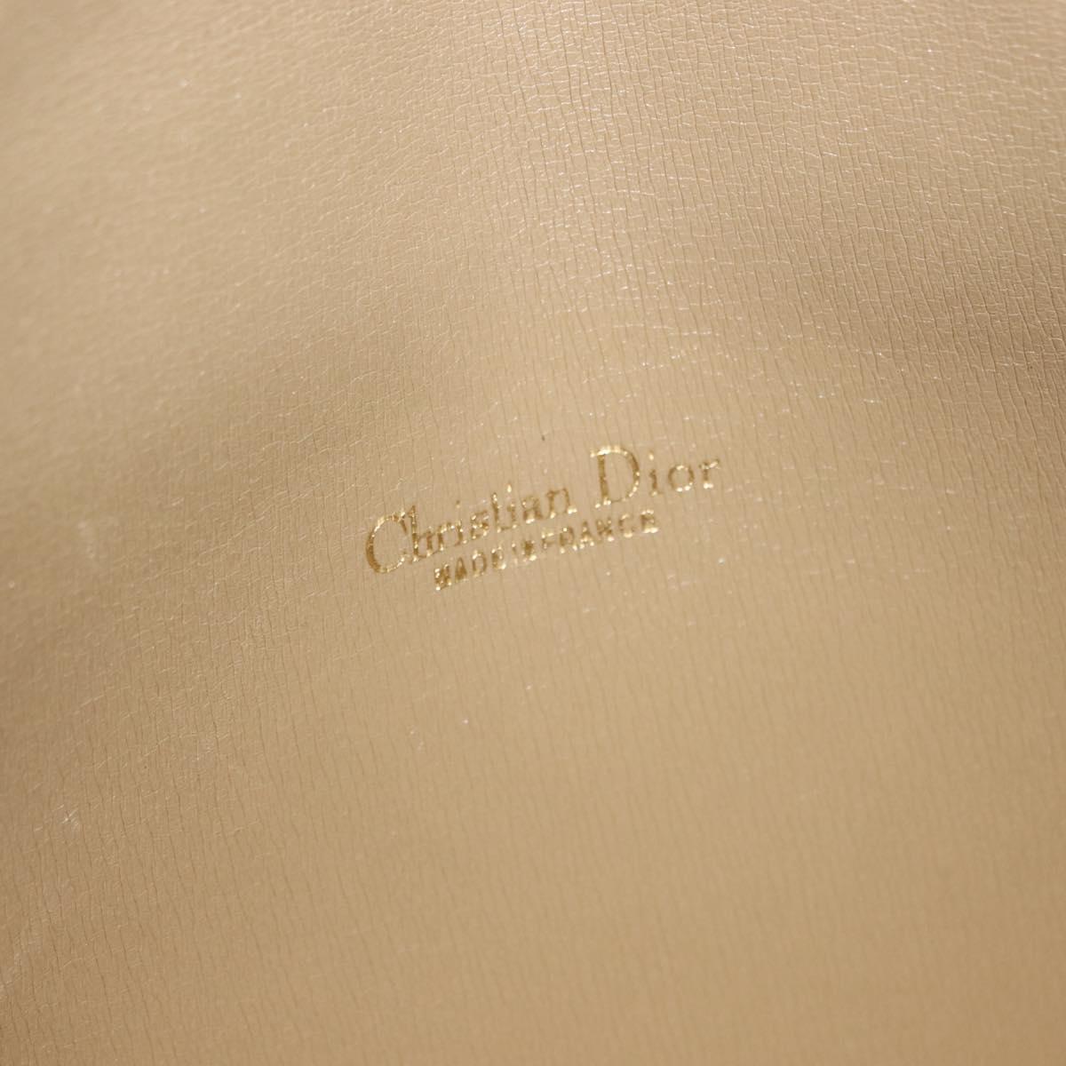 Christian Dior Honeycomb Canvas Shoulder Bag Beige Gold Auth 147390