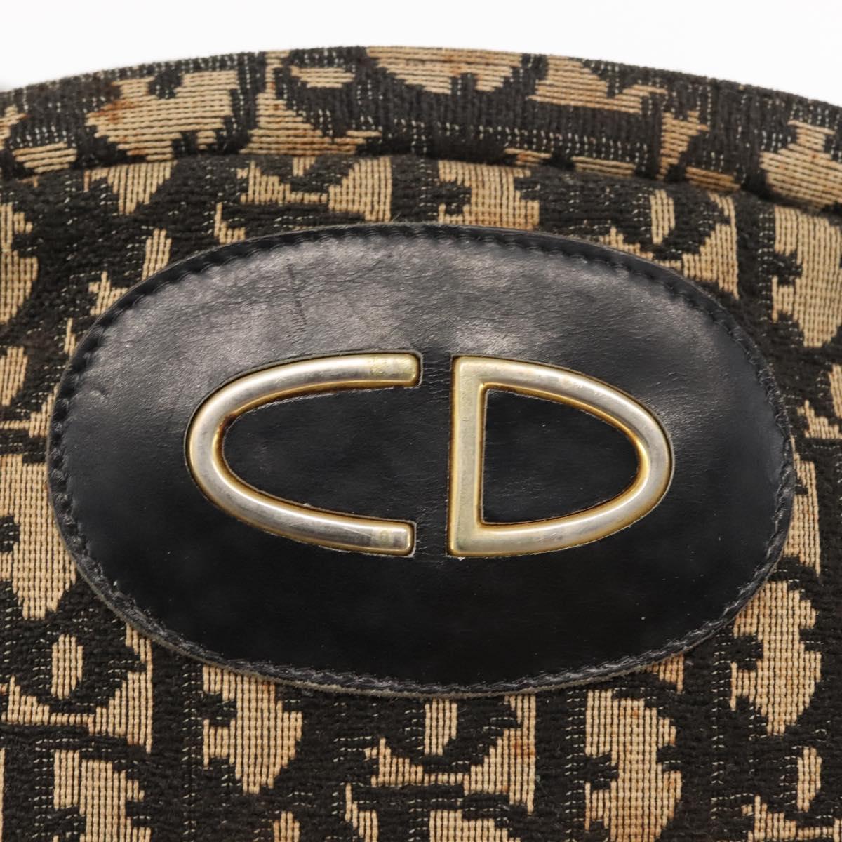 Christian Dior Trotter Canvas Shoulder Bag Navy Gold Auth 147391