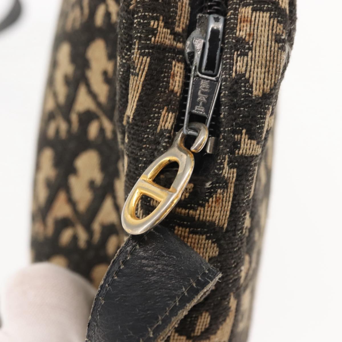 Christian Dior Trotter Canvas Shoulder Bag Navy Gold Auth 147391