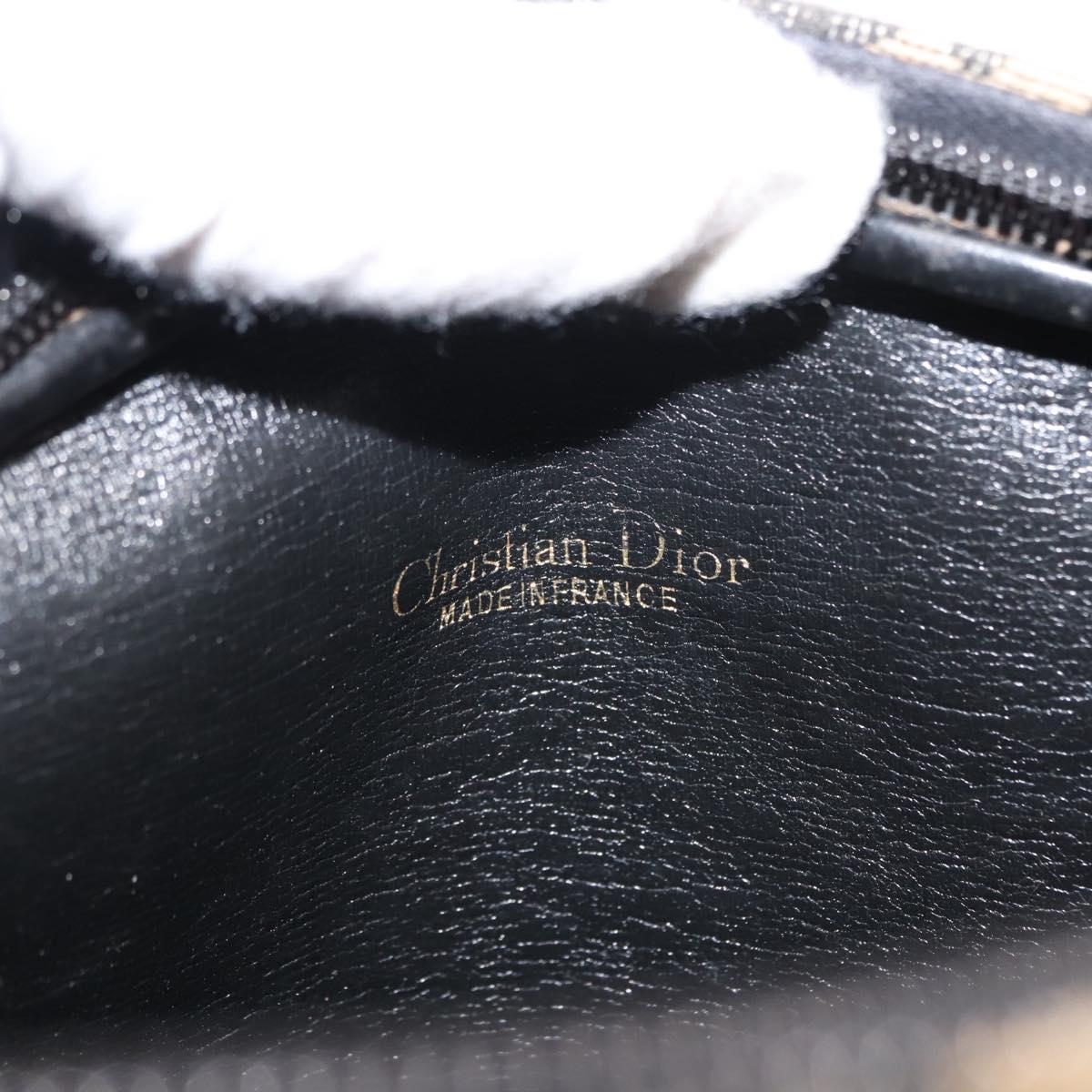 Christian Dior Trotter Canvas Shoulder Bag Navy Gold Auth 147391