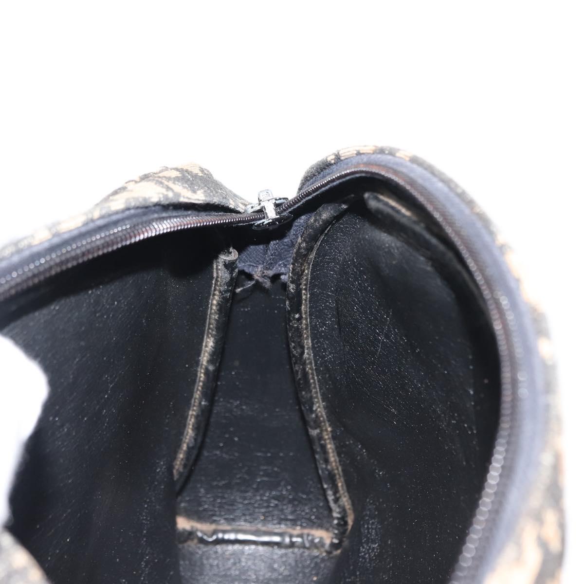 Christian Dior Trotter Canvas Shoulder Bag Navy Gold Auth 147391