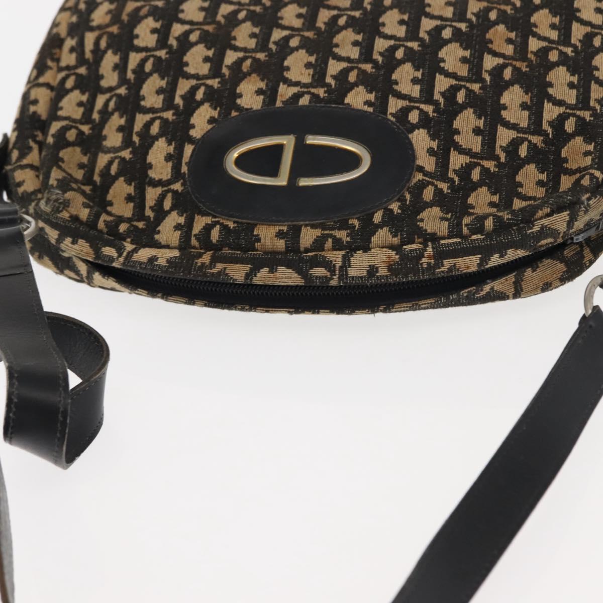 Christian Dior Trotter Canvas Shoulder Bag Navy Gold Auth 147391
