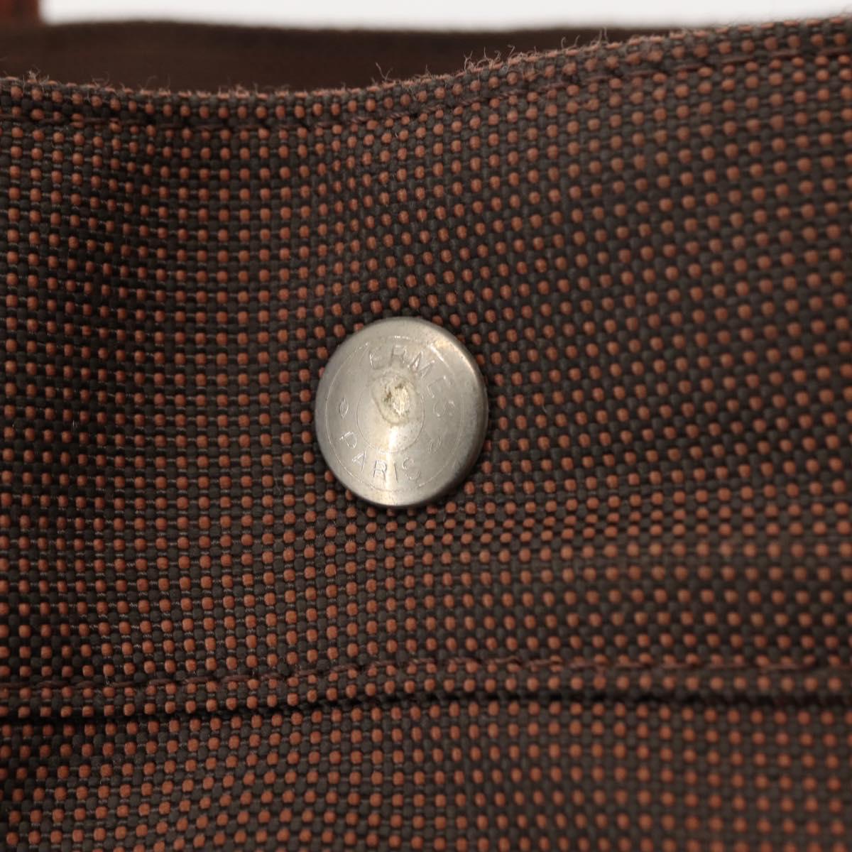 HERMES Her Line MM Tote Bag Canvas Brown Silver Auth 147393