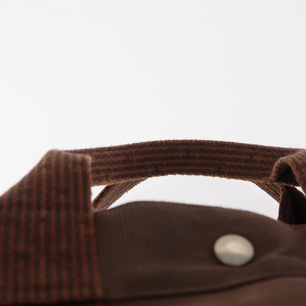 HERMES Her Line MM Tote Bag Canvas Brown Silver Auth 147393