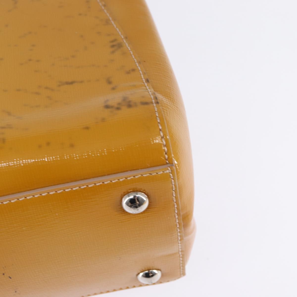 FENDI PETITE 2JOURS Hand Bag Leather Yellow Silver Auth 147396