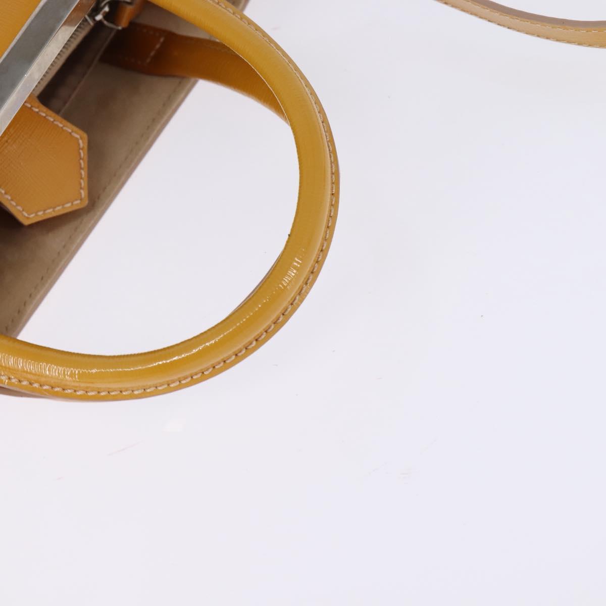 FENDI PETITE 2JOURS Hand Bag Leather Yellow Silver Auth 147396