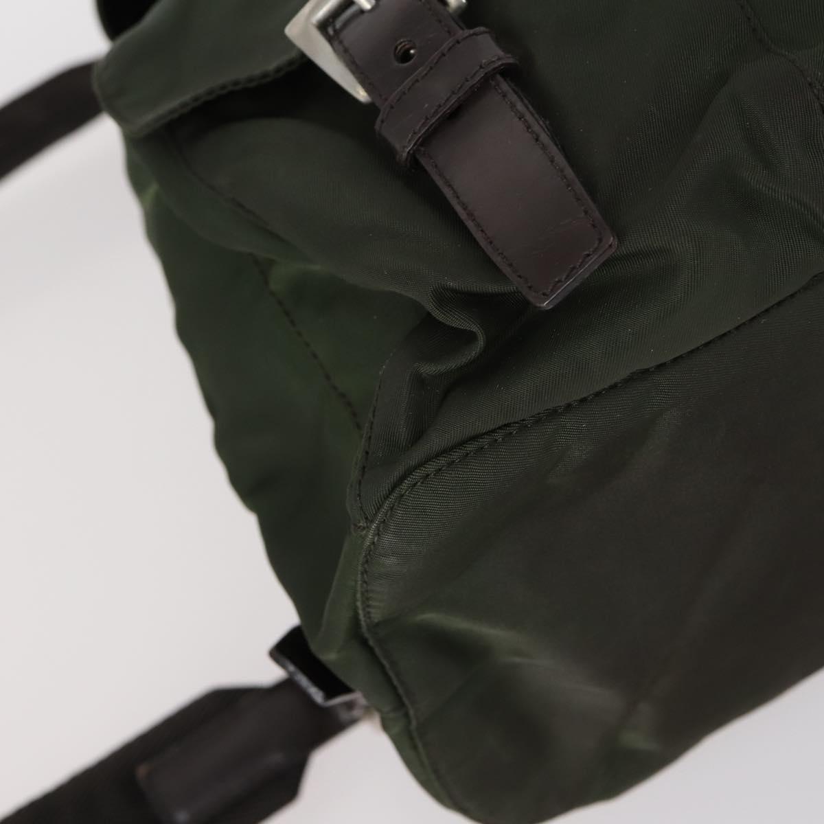 PRADA Backpack Nylon Khaki Silver Auth 147399