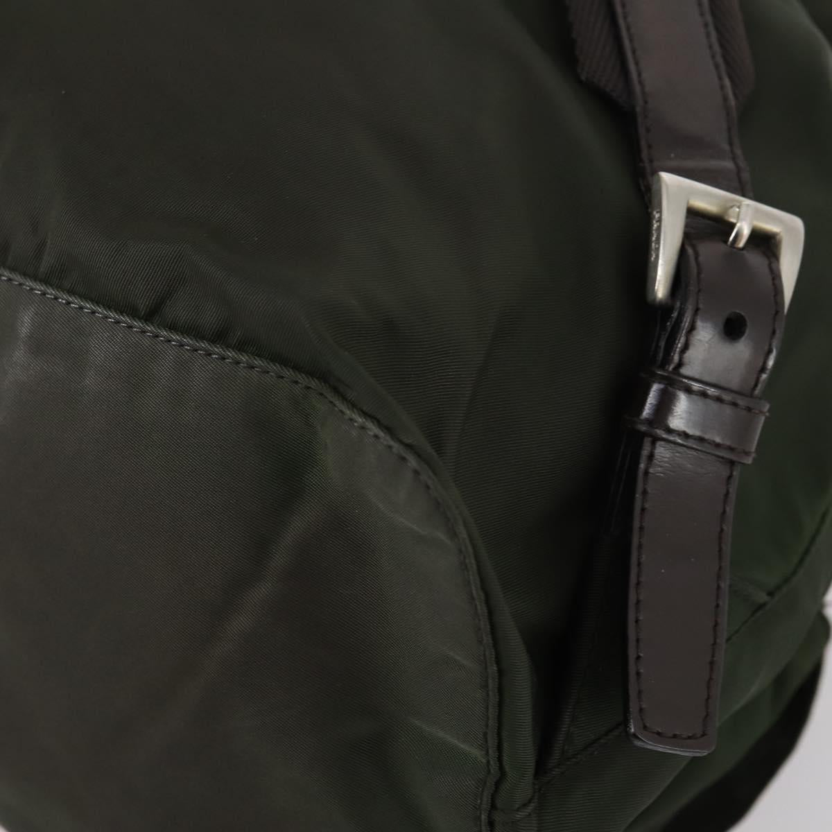 PRADA Backpack Nylon Khaki Silver Auth 147399